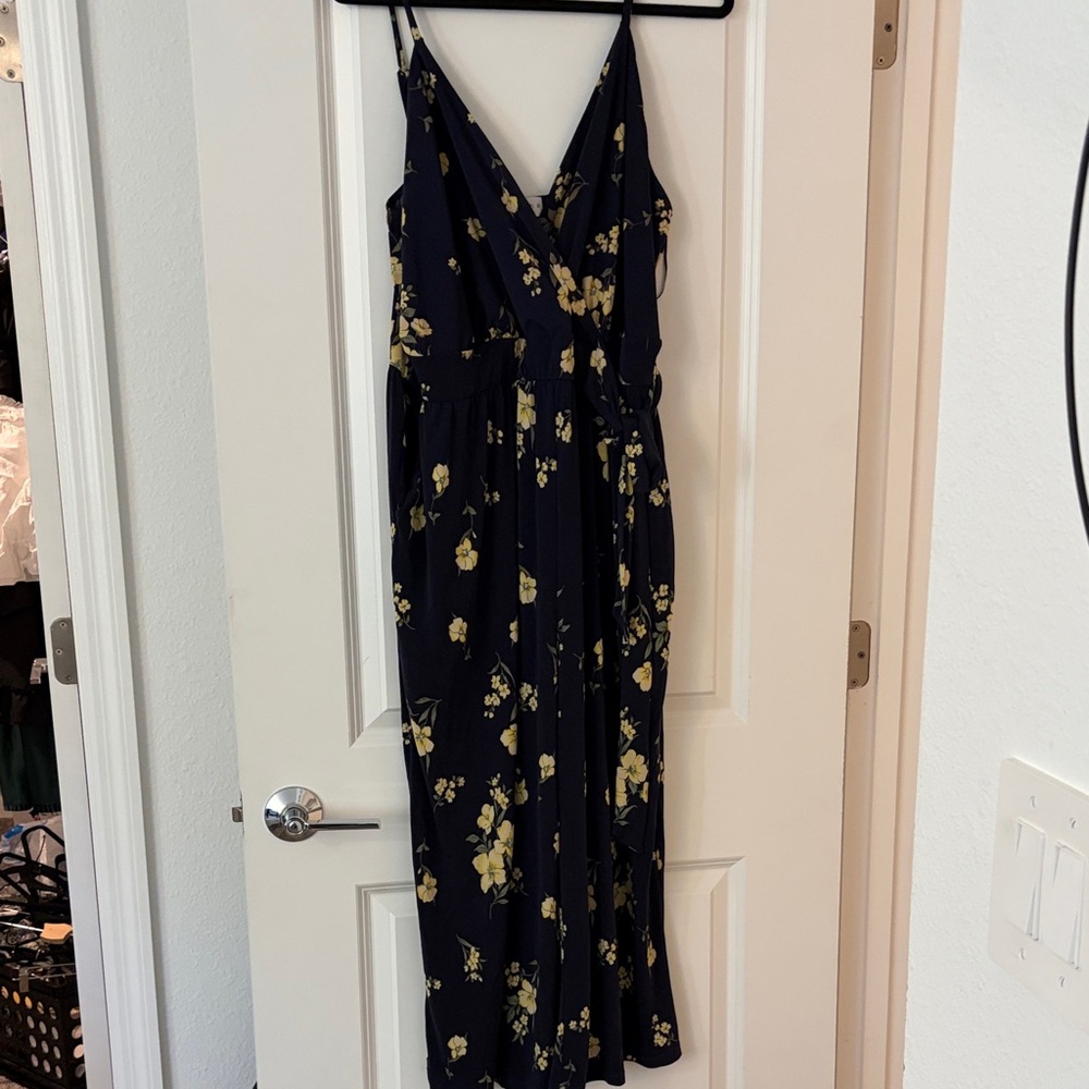 Kaileigh Navy and Yellow Floral Jumpsuit